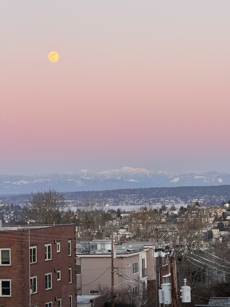 Full Moon Sighting Above North Cascades at Sunset - Learn More - Slide 