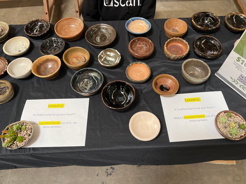 Visiting Feeding America: Handmade Ceramic Bowls from Local High School - Slide 