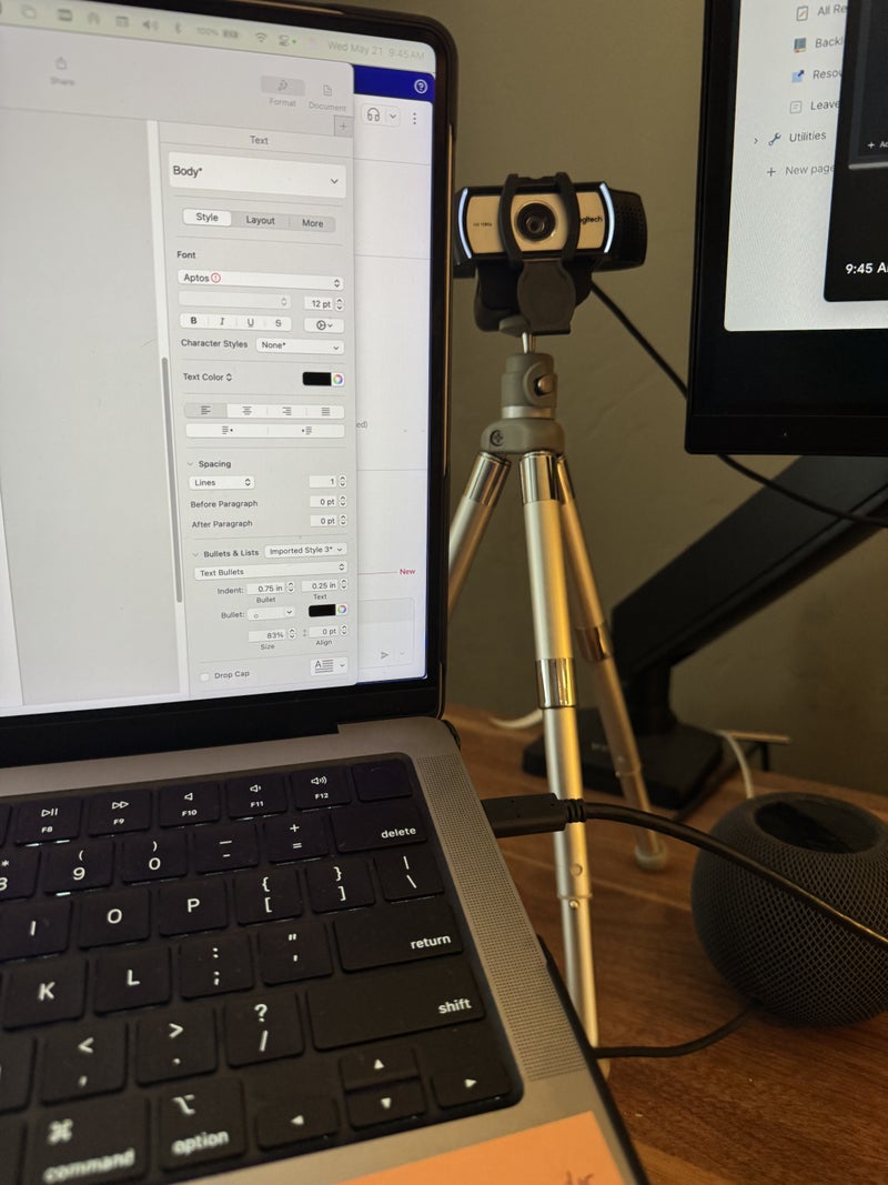 Neat and Organized Desk Layout with Computer and Personal Items - Slide 